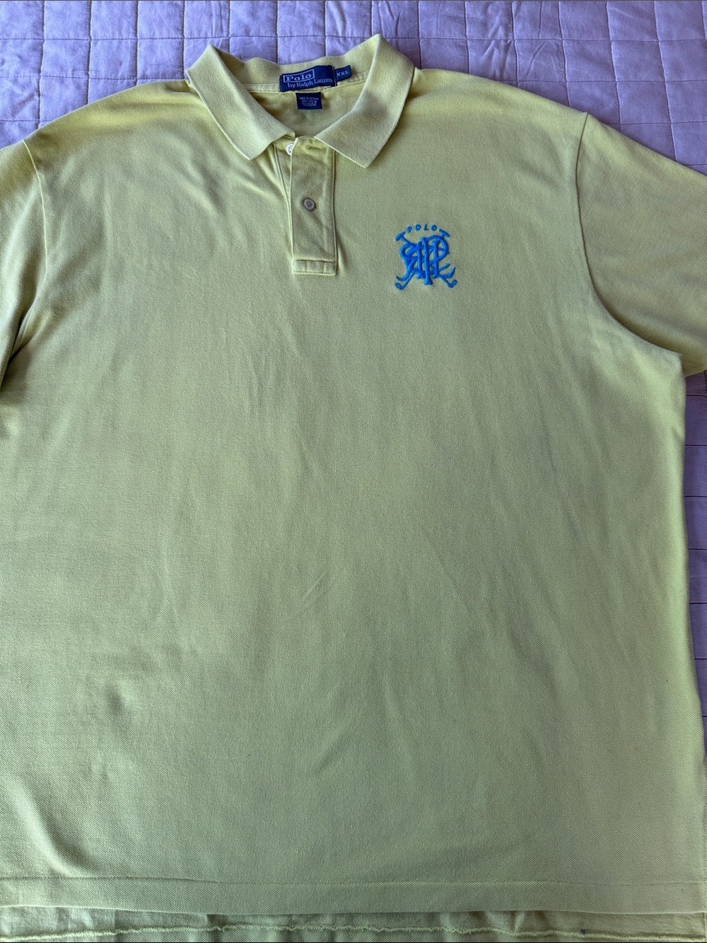 Ralph Lauren Neon Yellow Polo with Blue Crest